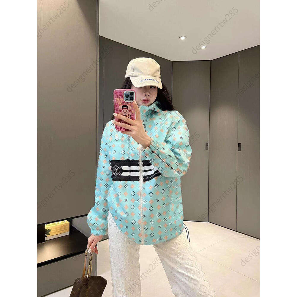 Womens letter print Hooded Jacket Oversized Zip Up Striped Panel Streetwear Windbreaker Luxury Designer Style Casual Outerwear for Women