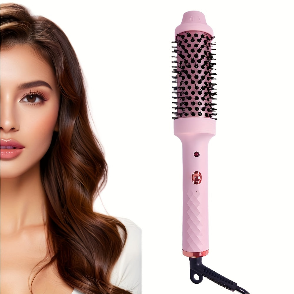 TEMU 3-in-1 Hair Straightener & Curler, Hair Styler Brush - 60s Fast , Adjustable Temp, Anti-scald - Rose Golden Pink Styling Iron For Women, Perfect