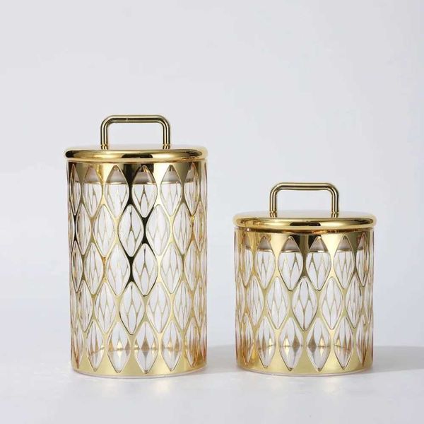 Storage Bottles Jars Gold-plated Acrylic Bottle with Lid Grain Moisture-proof Storage Box Dry Goods Storage Jar Kitchen Utensils Household S