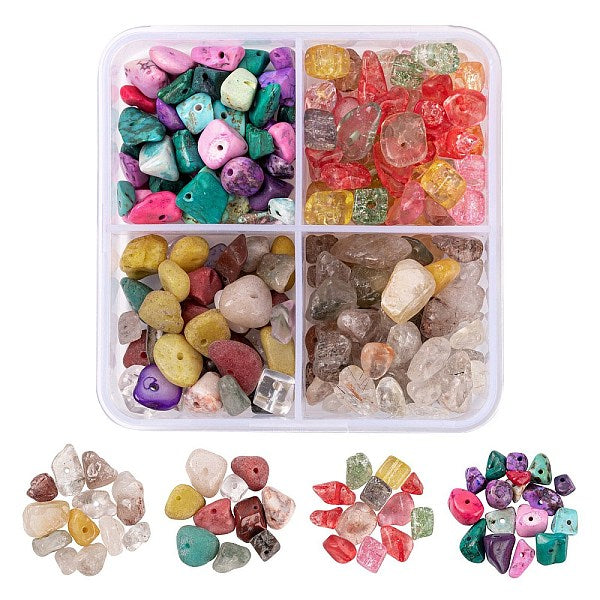 60G 4 Style Natural & Synthetic Mixed Gemstone Chip Beads
