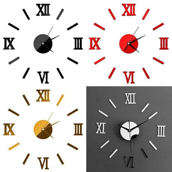 Acrylic digital wall clock mirror wall sticker creative DIY clock modern design silent quartz needle DIY self-adhesive clock W240806