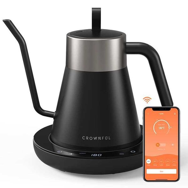 Crownful Gooseneck electric kettle with intelligent variable temperature control 0.8L manual brewing coffee pot 1200W fast heating kettle Y2