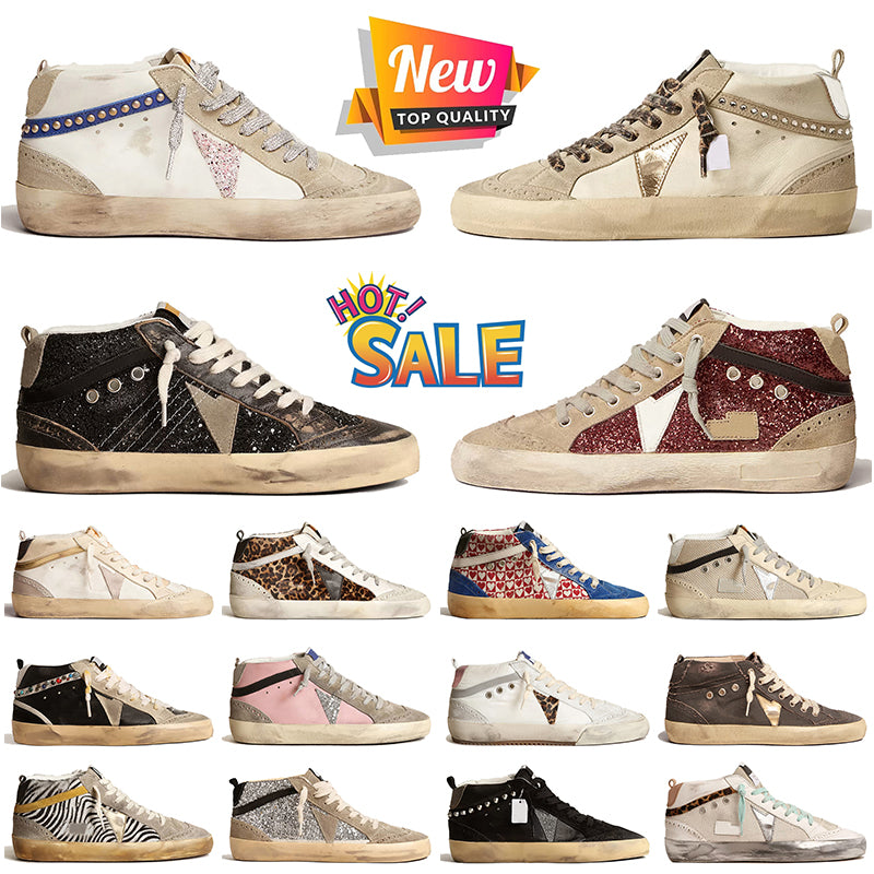 Top Suede Leather Designer Mid Star Casual Dress Shoes Women Mens Silver Glitter Stars dirty des chaussures Vintage Italy Brand Canvas Trainers Plat