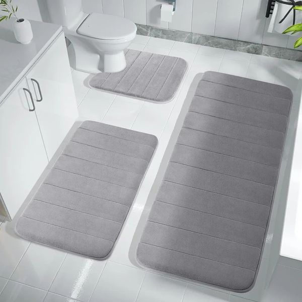 Super Absorbent Bath Mat Memory Foam Carpet Non-slip Bathroom Rug Bathtub Side Floor Rugs Shower Room Doormat Toilet Footpad 250206