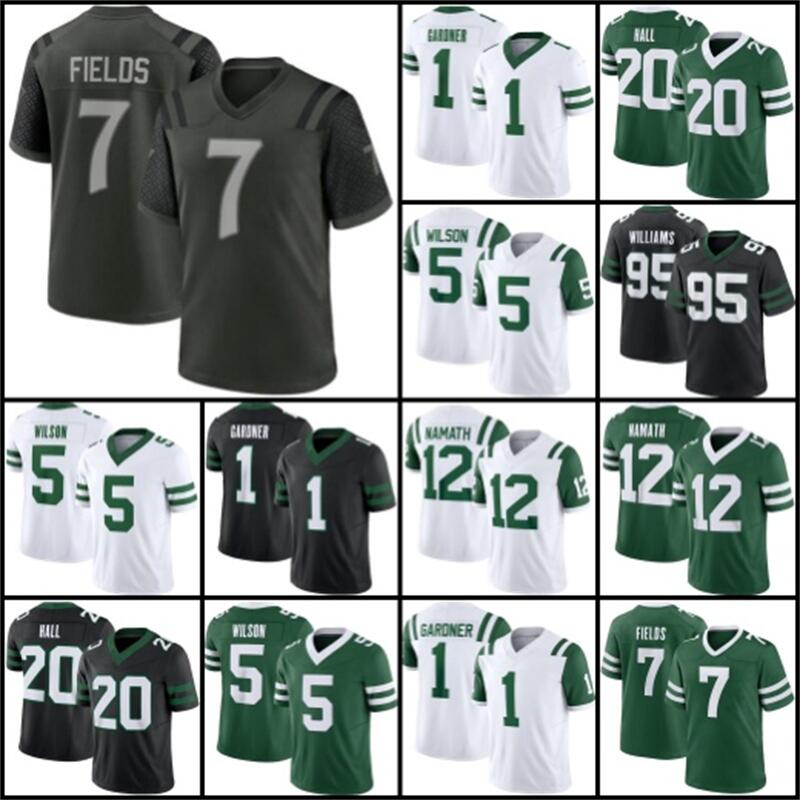 Garrett Wilson Justin Fields Football Jersey Ahmad Sauce Gardner Quincy Quinnen Williams Breece Hall Joe Namath Sherwood Travis Wayne Chrebet Braelo