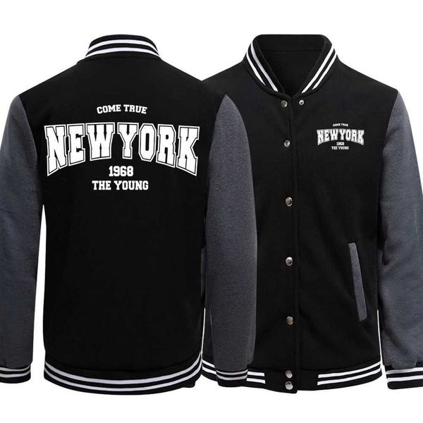 Venha Realidade Nova York 968 The Young Man Uniformes de beisebol Hip Hop Punk Jackets Casual S-5xl High Street Clothing W250116