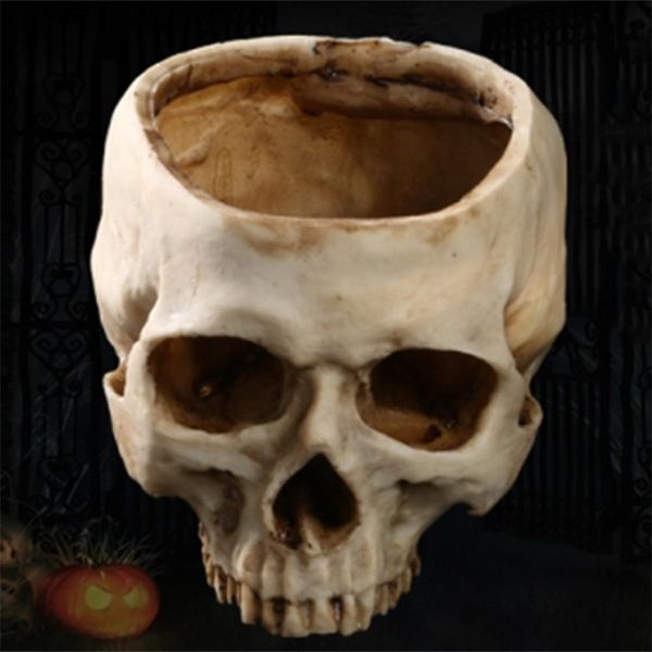 Vases Vases Resin Crafts Human Tooth Skull Teaching Skeleton Model Halloween Home Office Flower Pot Planter Decoration 220921 H250116