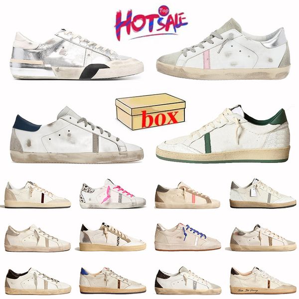 Top Fashion Leather Suede Super star Designer Casual Shoes Platform Italy Brand Ball Star Do-old Dirty Sneakers Womens Mens Low Leopard Blac