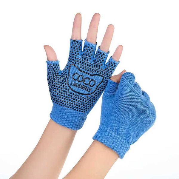 1. Half finger gloves indoor dance fitness yoga gloves new womens Pilates warm and non slip open finger glovesW241018