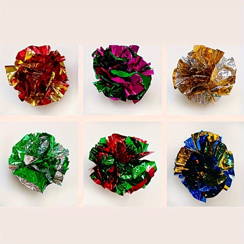 TEMU Colorful Crinkle Ball Chew And Toy For Cats, Lightweight Polyester Film Folded Cat Toys To Keep Indoor , Feline Enrichment, Activity, Accessory,