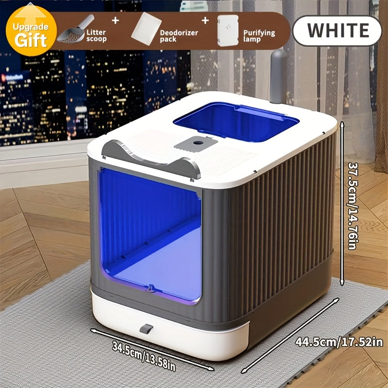 TEMU Large Capacity Cat Litter Box, Deodorizing Cat Litter Box With Tray And Shovel, Sanitary Pet Toilet Box, Splash Proof Design, Fully Enclosed