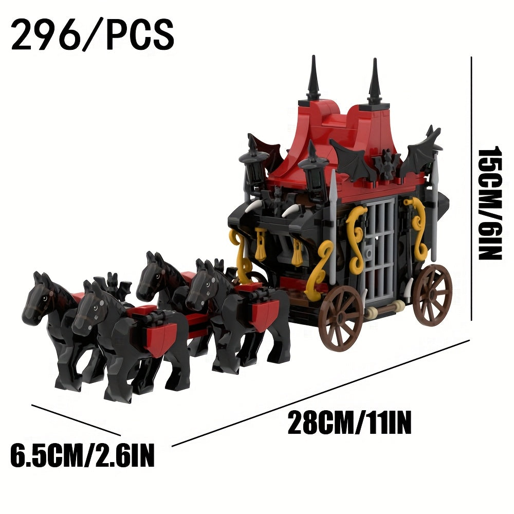 TEMU Moc Vampire Carriage Building Blocks Set - High-level Puzzle Carriage, Horses, And Accessories, Desktop Decoration , Desktop Decoration | Themed