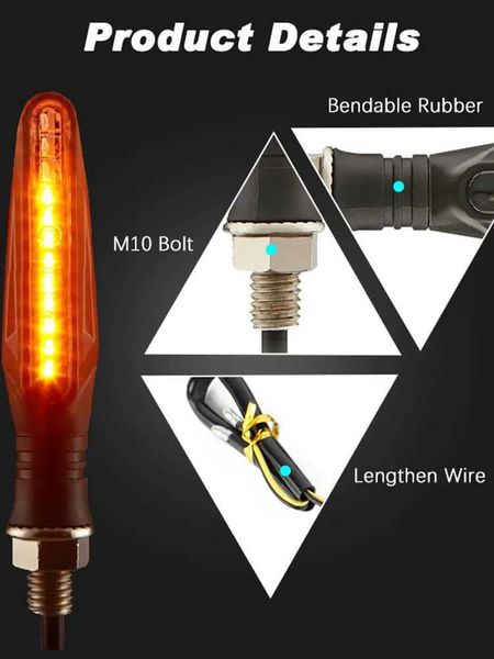 Motorcycle LED Turn Signals Light Universal Motorbike Side Turning Indicators Daytime Running Lights for Motorcycles Beach BikesT250120