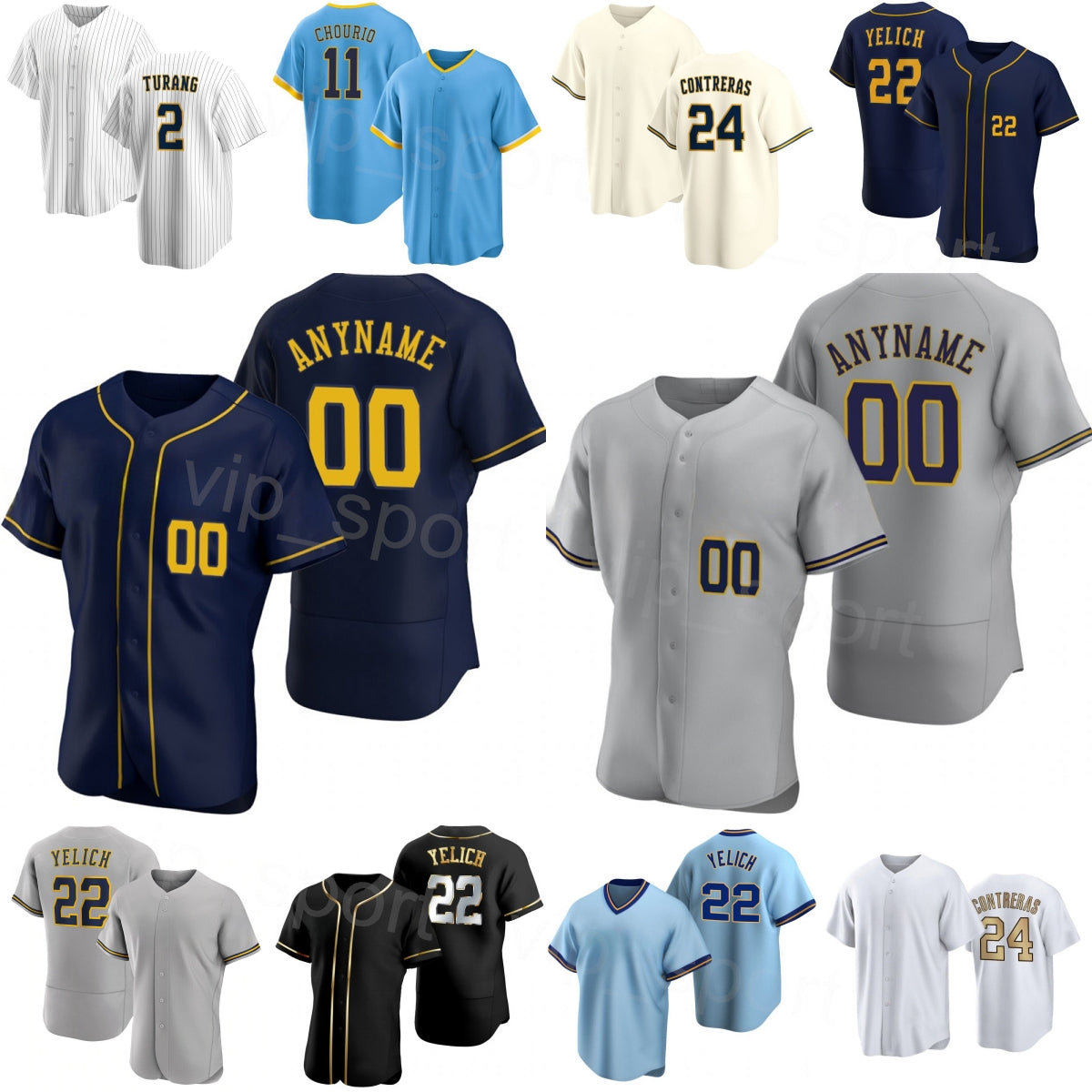 Baseball 2 Brice Turang Jerseys Kid Man Women 22 Christian Yelich 10 Sal Frelick 24 William Contreras 12 Rhys Hoskins Jackson Chourio 25-26 City Con
