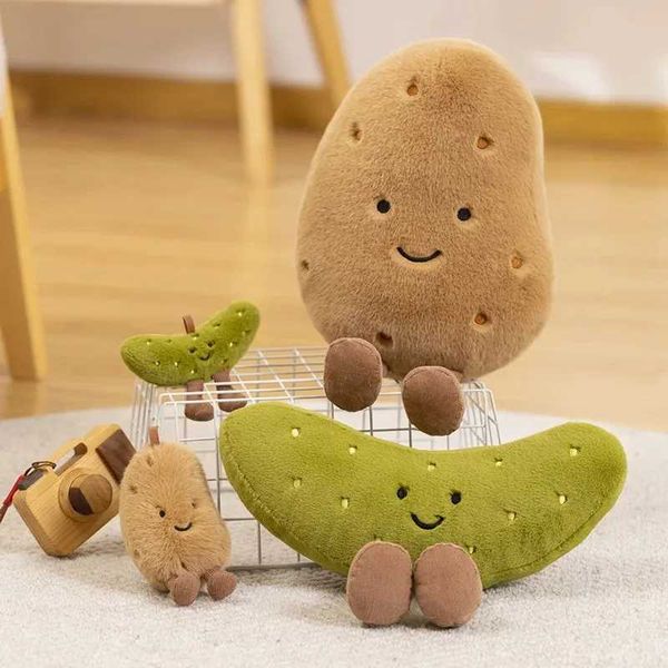 Simulation Cute Smile Potatoes Sour Cucumber Dolls Soft Stuffed Plants Funny Plush Toys for Girls Kids Birthday Gifts Home DecorM240801