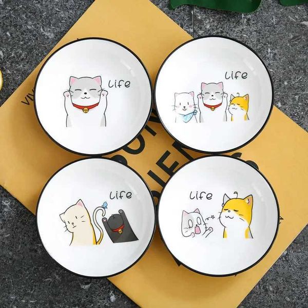 1pc Cute Cat Ceramic Seasoning Dish Creative Kitchen Small Sauce Bowl Household Dipping Plate Creative Vinegar Soy Snack Dishes Y240902