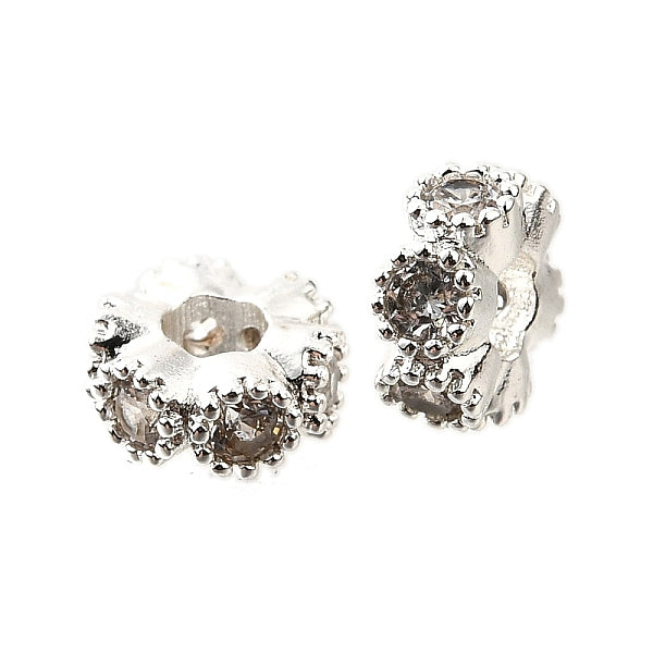 Entretoises rondes plates en laiton avec micro pavé de zircons cubiques