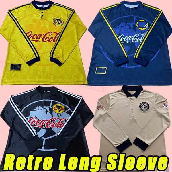 long sleeve 98-99 Club America Retro soccer jerseys LIGA MX Football Shirts S.CABANAS ZAMORANO BRANDAO CHUCHO 1995 1998 1999 Men Uniforms go