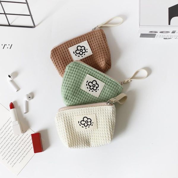 Cute Waffle Lipstick Storage Bags Women Makeup Travel Small Portable Coins Cards Purse Cosmetic Portable Multifunctional JNC337