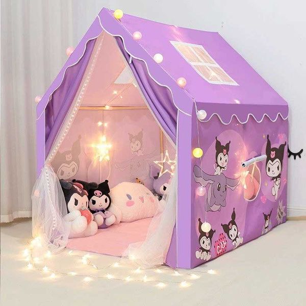 Toy Tents Q3Y Childrens Indoor Tent Game House Girl Princess Tent Baby Toy Bed Splitting Artifact Purple Kuromi H240829