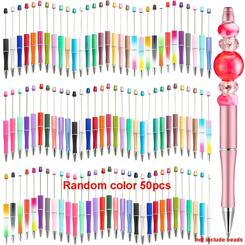 TEMU 50pcs Plastic Beadable Ballpoint Pens Ink Diy Beaded Pens Creative Pens Gifts For Teacher Students Office School Supplies