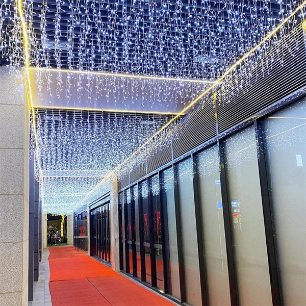 5m Christmas Garland LED Curtain Icicle String Light 220V Droop 0.4-0.6m Mall Eaves Garden Stage Outdoor Fairy Lights