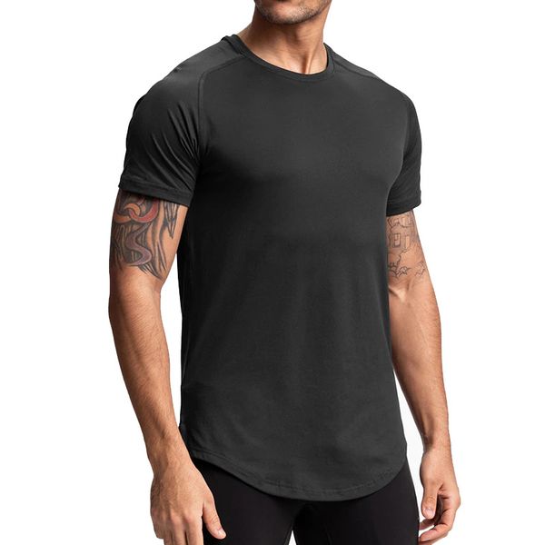 Outdoor Men&#039;s Sports T Shirt Solid Color Short Sleeve Breathable Sweat Top Bodybuilding Shirts Elastic Slimming D-67