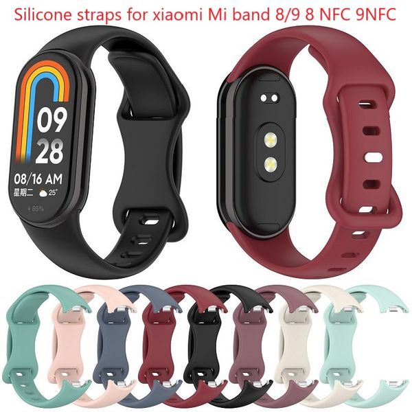 Silicone Watch Straps for Xiaomi Mi Band 8 9 Bands NFC Sport Wristband Compatible with Xiaomi Watch 8-9 8 NFC-9 NFC Smartwatch Band Bracelet
