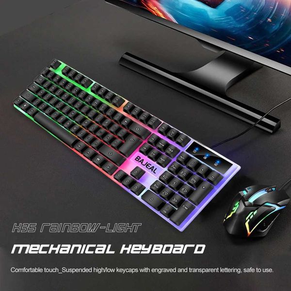 Keyboards RGB Gaming Keyboard 98 Keys Mechanical Keyboard 1.5m Cable USB Wired Keyboard Seven Color Lights for Computer Laptop PC Gamer z241