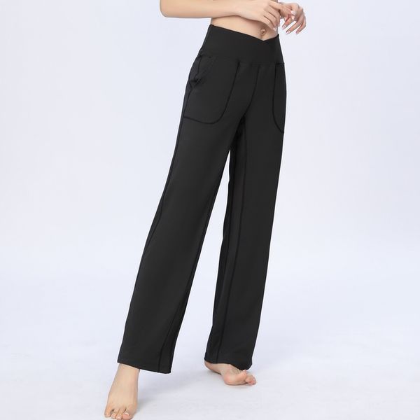 Spring Autumn High-waisted Slimming Fiess Outerwear Bell Bottoms Loose-fit Sweatpants Breathable Yoga Set For Women