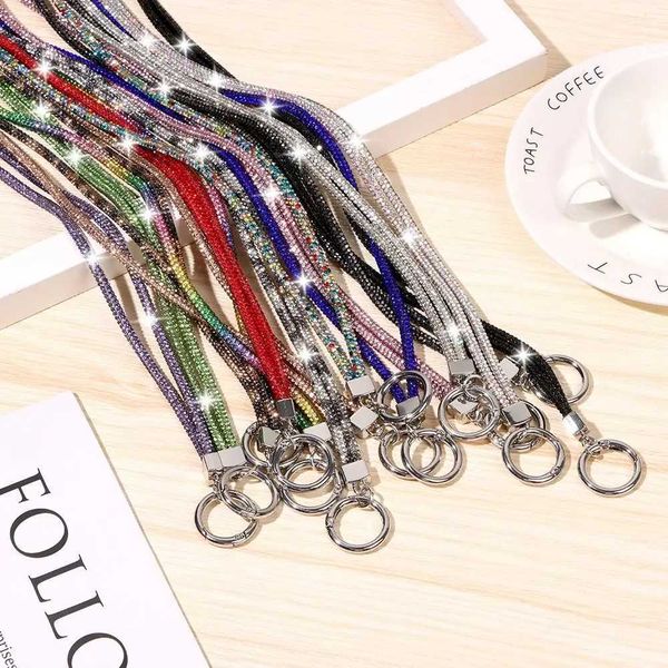 Cell Phone Straps Charms Glitter Rhinestone Phone Lanyard Phone Diamond Crystal Chain Stra Keychain Hanging Anti-lost Rope Mobile Phone Stra