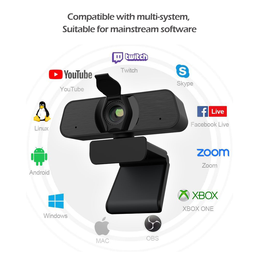 Professional USB Webcam with Integrated Microphone for Remote Collaboration - Ideal for Desktops and Laptops
