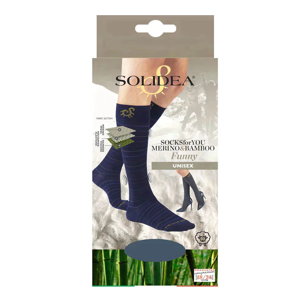 Solidea Socks For You Merino Bamboo Funny Knæstrømper 18 24mmHg Olivengrøn 3L