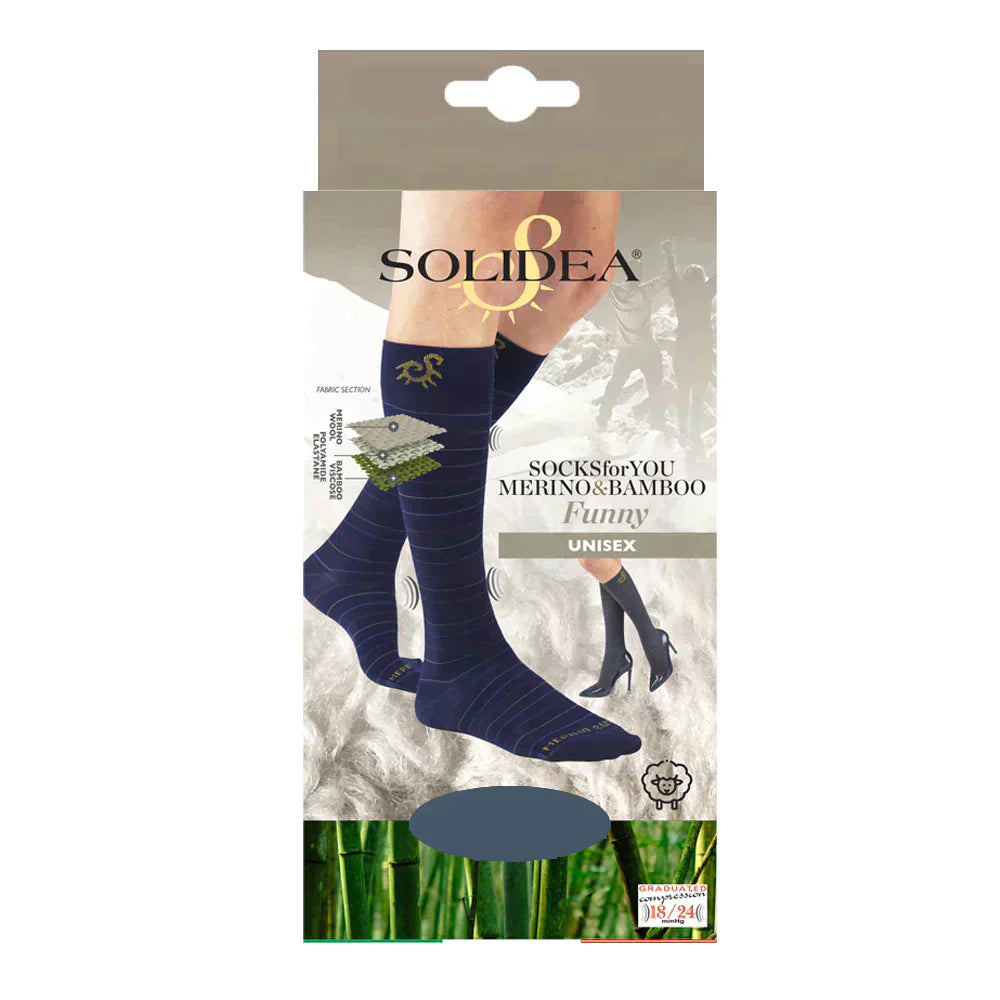 Solidea Socks For You Merino Bamboo Funny Gambaletti 18 24mmHg Blu Navy 5XXL