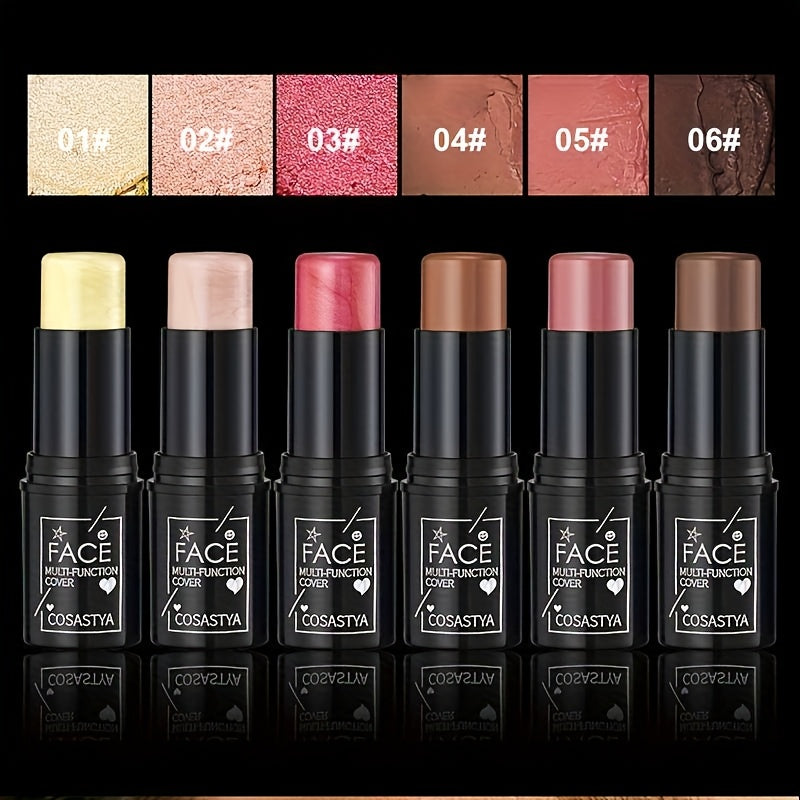 TEMU 6pcs, 3 In 1 Multifunctional Waterproof Makeup Sticks, Natural Face Multifunctional: Blush, Eyeshadow, Touch-ups, Lasting All Day, Moisturizing