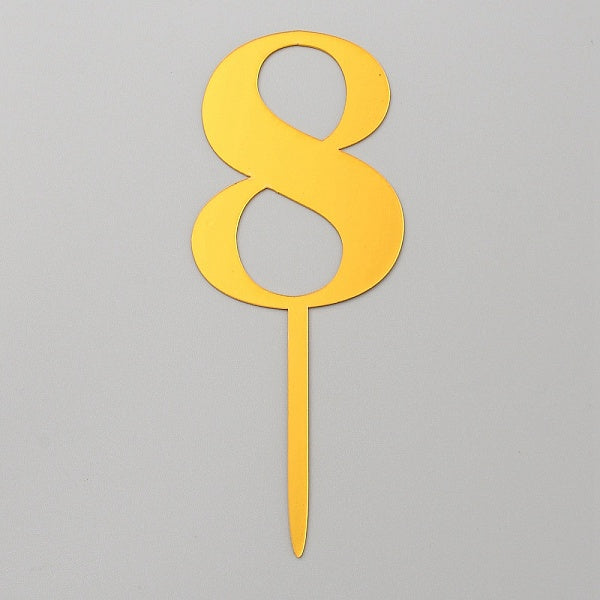 Toppers de gâteau à effet miroir acrylique numéro 8