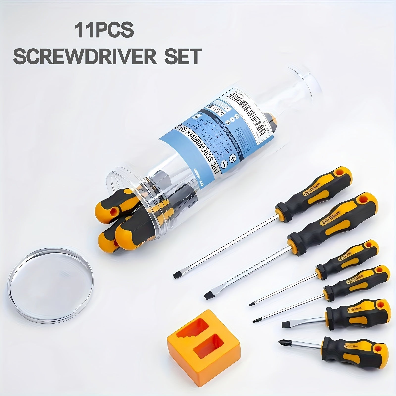 TEMU 11pcs Magnetic Screwdriver Set With Phillips & Slotted Tips - Heavy-duty Metal Phillips (ph0-ph2) & Slotted (h1-h4) Bits For Electronics Repair,