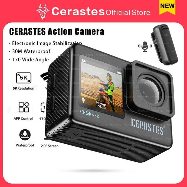 Sports Action Video Cameras CERASTES Camera 5K 4K 60FPS WiFi Anti-shake Dual Screen 170 Wide Angle 30m Waterproof Sport with Remote Control