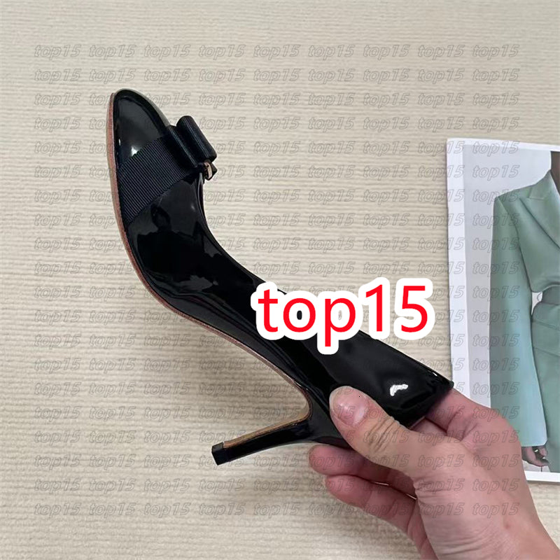 Dress shoes Designer Ballet Flats Chunky heel Party Mules Wedding Bowtie sandals outdoor Genuine Leather Round Toes Casual shoes Women flat walk Dan