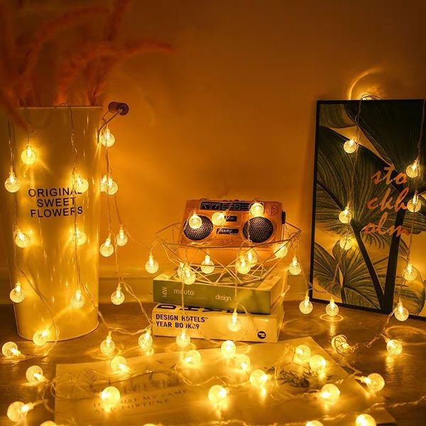 Crystal Bubble Ball plug-in model LED string lights camping ambient string lights Christmas outdoor patio holiday decoration lights battery