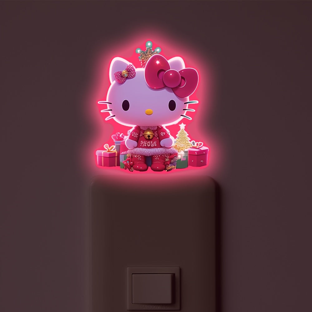 TEMU 1pc Hello Kitty -the- Switch Sticker - Cute Christmas-themed Pvc Decal With Pink Bow & Festive Gift Boxes For Bathroom, Bedroom, Or Holiday Room
