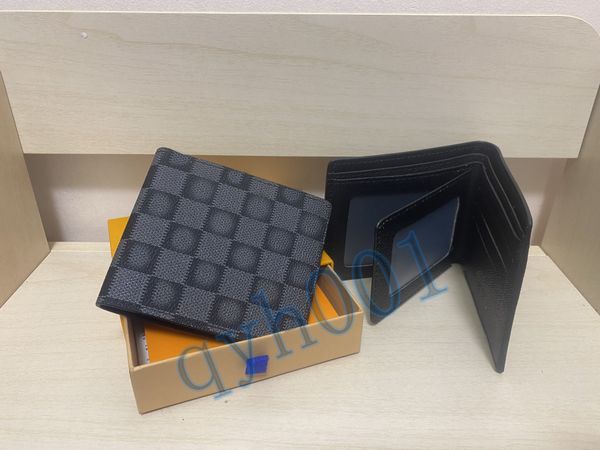 Leather Wallets Fashion Designer Wallets Retro Handbag for Men Classic Card Holders Coin Purse Famous Lattice Checker Plaid Flower