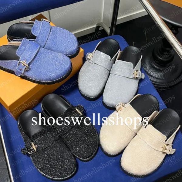 Cosy Comfort Clog Sandals scuffers Designer Women Men Flat Fur Leather Mules Platform Slippers Fashion Winter Warm Plush Slides Size 35-45 0