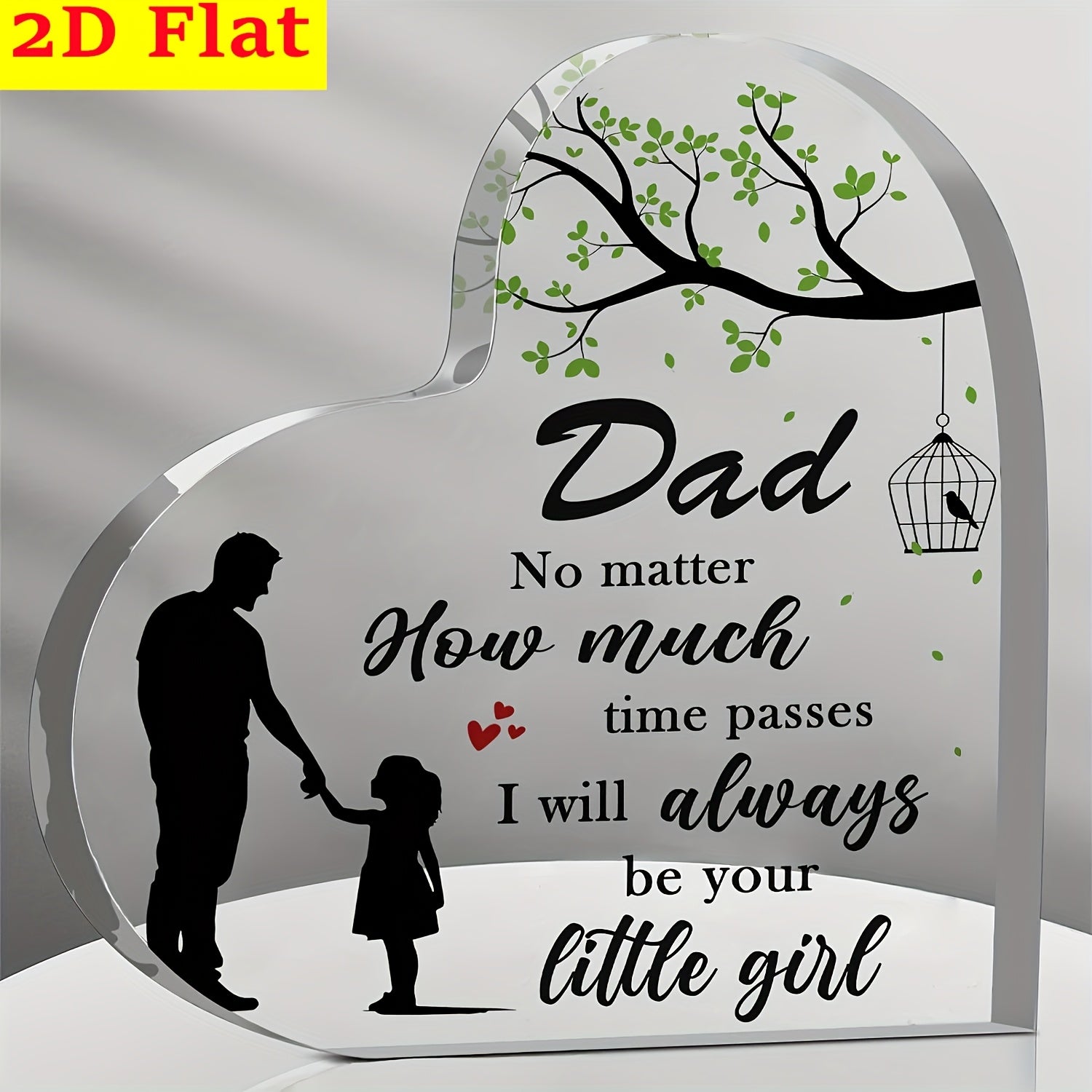 TEMU 2d Flat, Dad Heart-shaped Acrylic Plaque Desktop Decor - Perfect Birthday, Father's Day, Thanksgiving Gift From Daughter