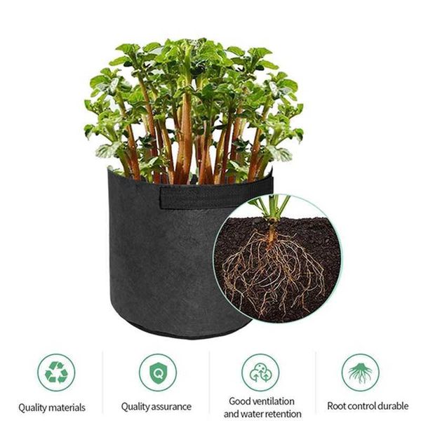 Planters Pots Felt Plant Grow Bag Garden Breathable Seedling Growing Bag Vegetable Plant Planting Pots with Handles Flower Container Pouch