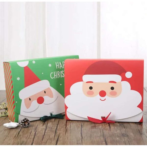 Square Merry Wrap 10Pcs Christmas Gift And Paper Packaging Box Santa Claus Favor Gifts Bags Happy New Year Chocolate Candy Boxs Party Suppli