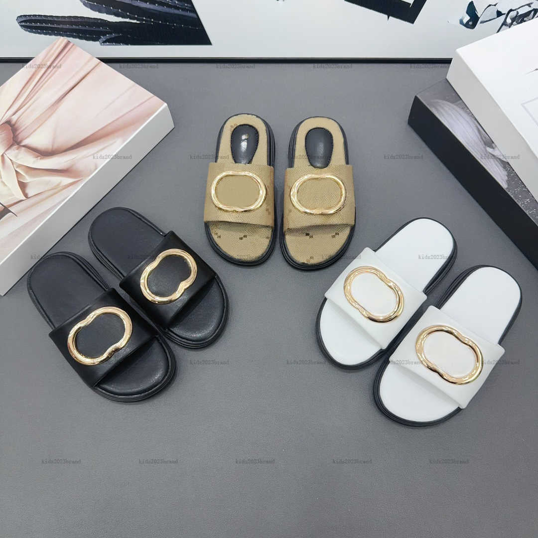 New designer kids slippers Metal logo decoration baby shoes sizes 26-35 Including shoe box summer High quality boys girls Sandals