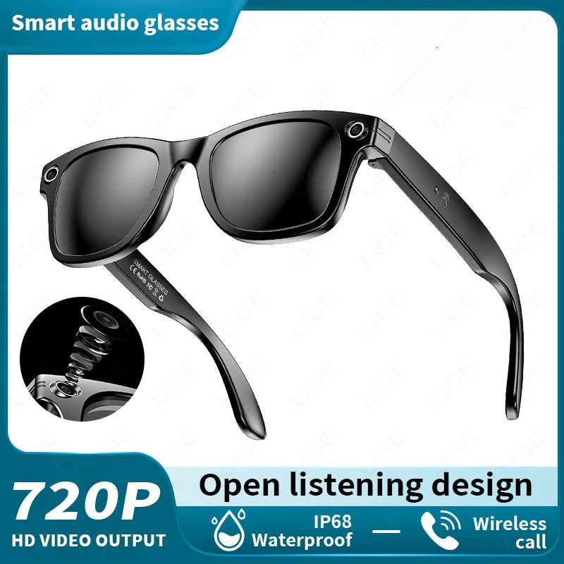 New Camera Smart Glasses Photograph Control Voice Recording Translation Bluetooth Call Sports Waterproof Anti-Uv Sunglasses