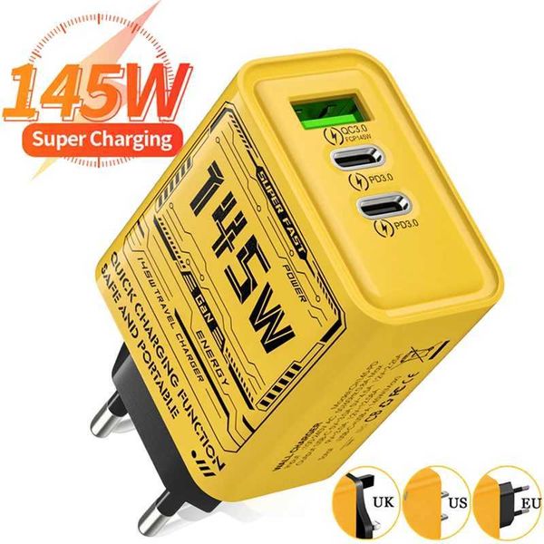 PD USB charger fast charging 145W fast phone charger adapter suitable for iPhone Xiai 3-port EU-US-UK plug wall adapter Y241106