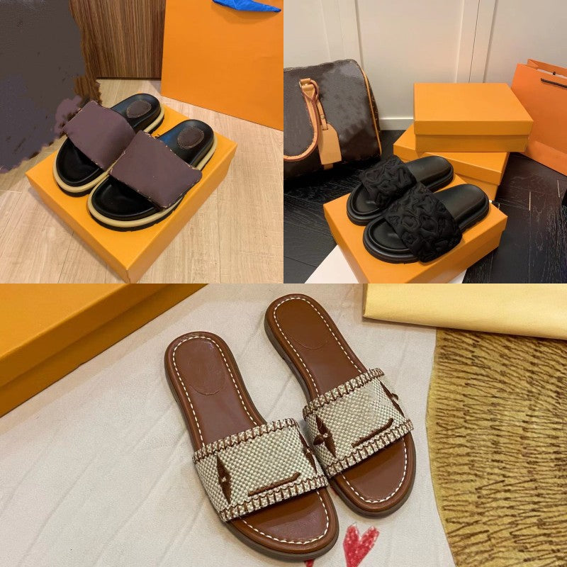 New Fashion Slippers Designer Shoes Luxury Sandals Outdoor Anti slip Vintage Shoes Embroidered Rubber Beach Shoes Printed Flat Bottom Candy Jelly Sh